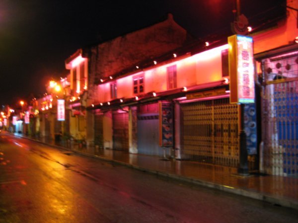 Melaka's Chinatown at night: pretty much dead