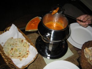 An AMAZING Indian meal: Curry fondue and cheese masala