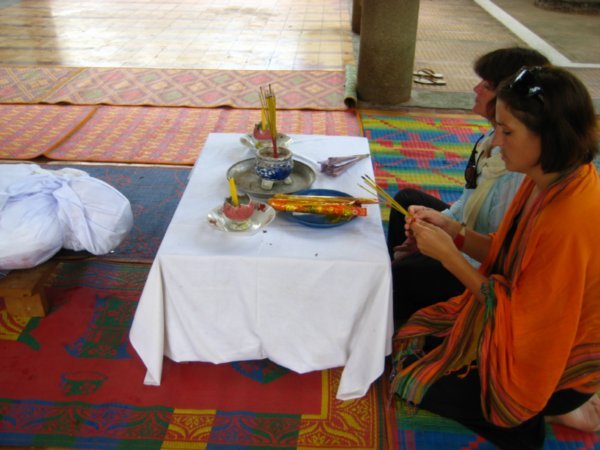 Burning incense as part of the ceremony