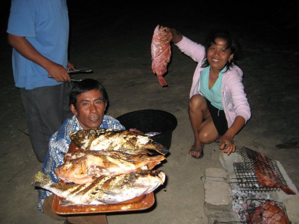 Awesome seafood BBQ with the locals.  Freshly caught grouper and red snapper... yum!!
