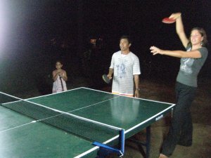 Ping pong tournament at Chris' sister's house