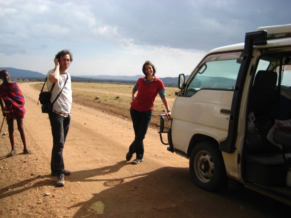 Getting a flat on the way to Masai Mara