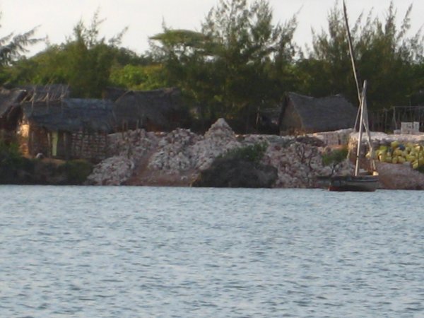 A small village on Manda Island that makes coral cement blocks