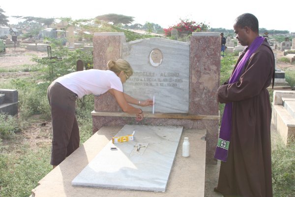 At Mary's dad's gravesite in Dire Dawa