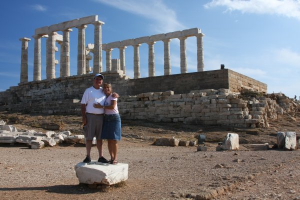 My parents in front of the Temple of Poseidon just outside Athens