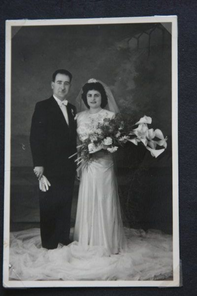 Papoula Nicholas (my grandfather) on his wedding day with Yiayia Barbara