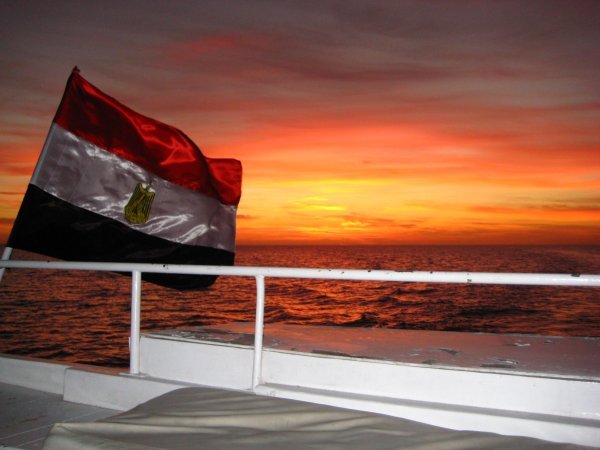 Sunrise off Sharm el Sheikh, Egypt en route to the Thistlegorm dive