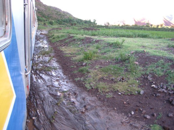 Stuck in the mud on a train in Bolivia; it rains a lot!