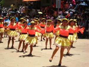 Some of the girls of Hogar Penny dancing during Carnaval