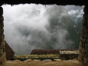 Machu Picchu in the fog