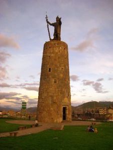 Huge Inca statue in Cuzco