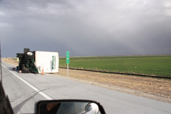 Tipped over big-rig in Kansas