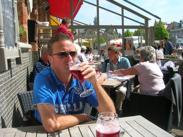 Enjoying the Belgian Sunshine and a Glass of Kriek