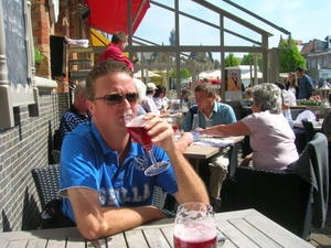 Enjoying the Belgian Sunshine and a Glass of Kriek
