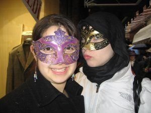 Me and Michelle in Our Masks @ San Marco