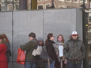 Megan and I in line at the Anne Frank House