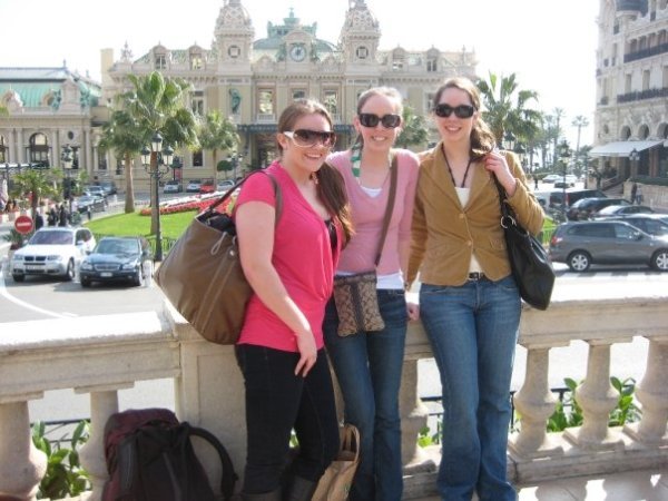 Three lovely ladies in front of a very famous casino