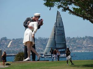 V-J Day Couple and America's Cup Yacht