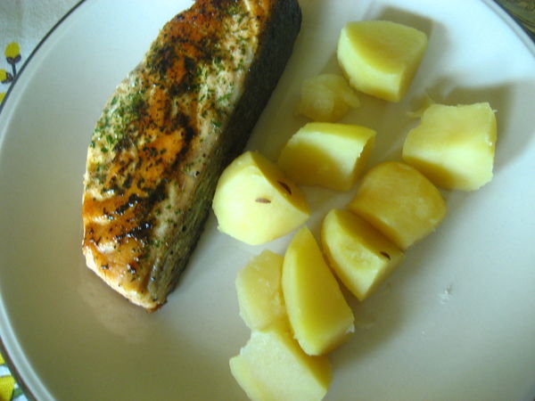 Salmon and potatoes.