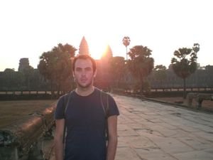 Greg with Angkor Wat and the sunrise