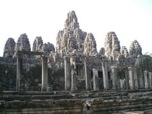 Looking up at Bayon - Angkor Thom