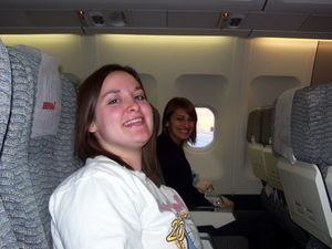T and Katie on the plane to Madrid