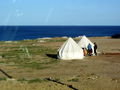 campers by the Mediterranean Sea