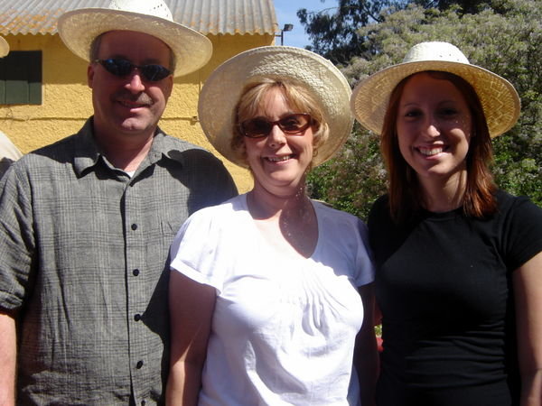 my dad, my mom, and me on the tractor tour of the ranch