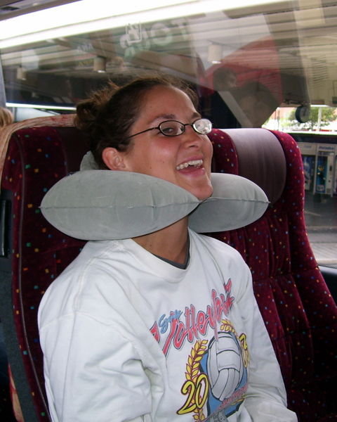 Theresa testing out the neck rest