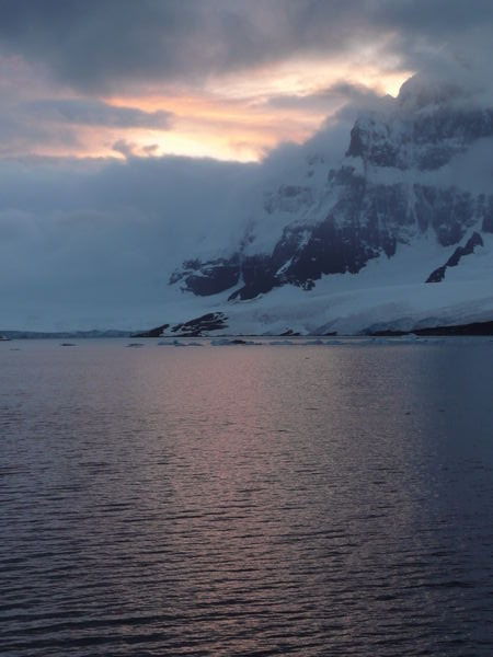 Sunrise over the Antarctic peaks