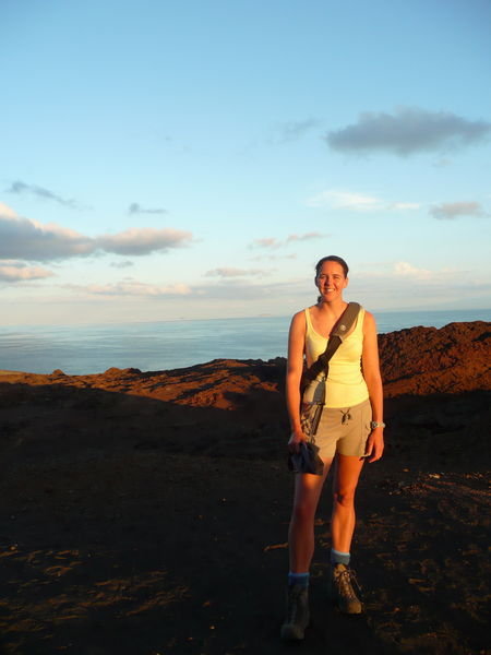 Me climbing the lookout on Bartolome island