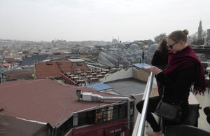 Roof top cafe overlooking Istanbul