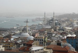 View from roof top cafe overlooking Istanbul