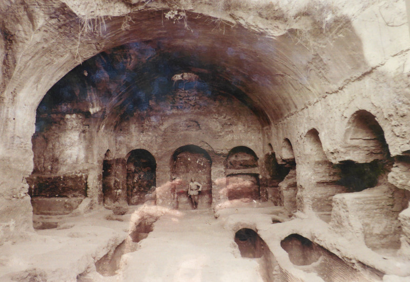 Historic photo from when the cave tombs were rediscovered
