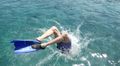 Diving into freezing cold water - again! Crazy!