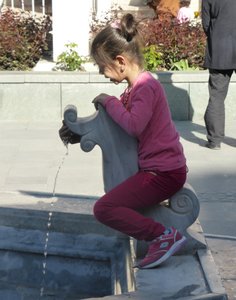 Enjoying the fountain at Mevlana Tekkesi
