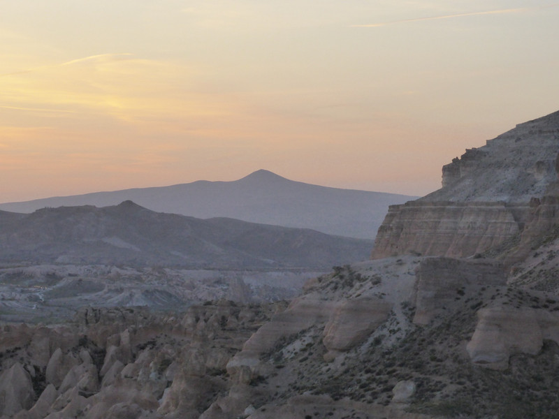 Watching the sun set over Cappadocia's rock formations