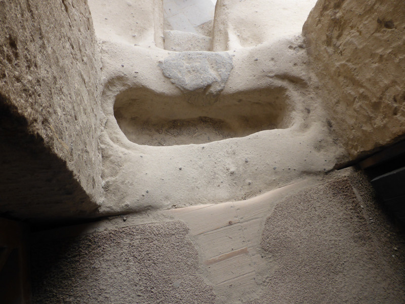 Tomb in entrance to one of the churches at Goreme Open Air Musuem, Cappadocia