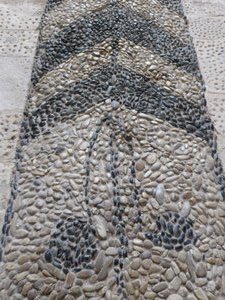 Pebble pattern flooring, interesting design!