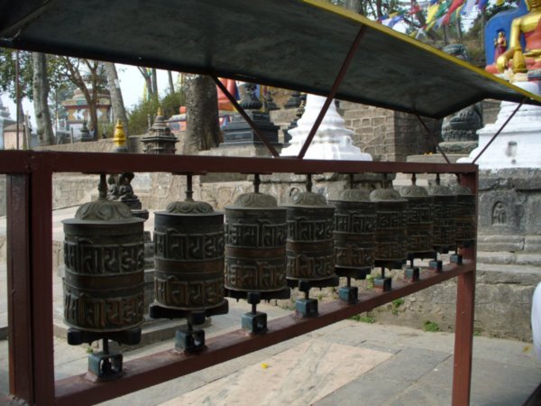 Prayer wheels at Swayambunath temple, Kathmandu
