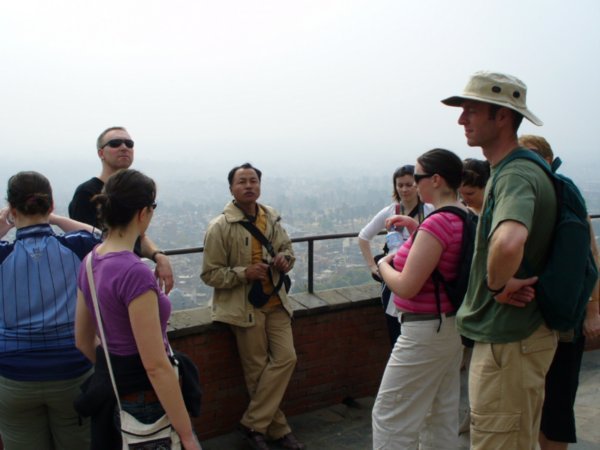 Our local guide telling us all about Swayambunath Temple