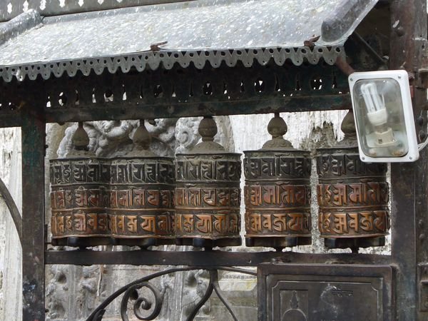 More prayer wheels at Swayambunath Temple