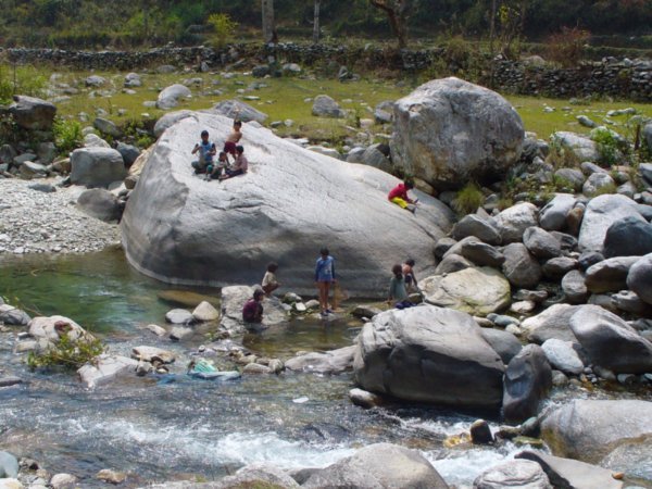 Locals enjoying the river