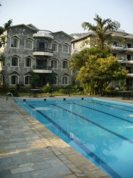 The pool at our Pokhara paradise hotel