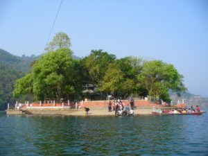 Island on the lake at Pokhara