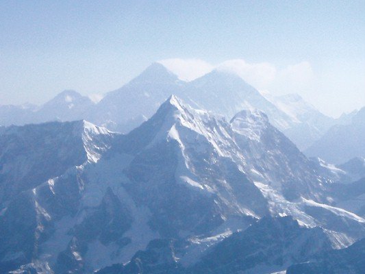 Everest is the left hand peak at the back