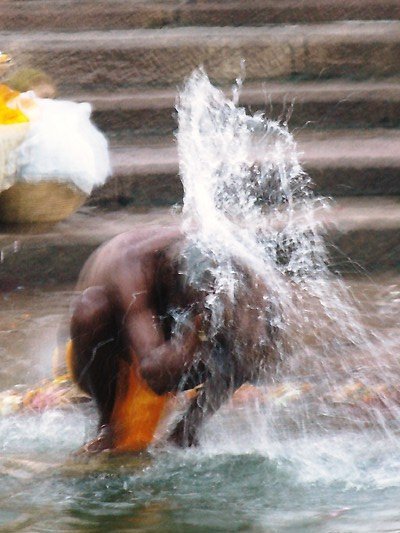 Bathing in the holy Ganges river