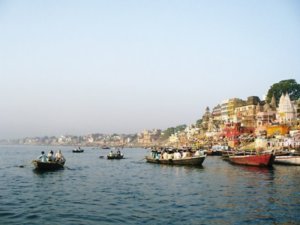 Boating on the river Ganges, Varanasi