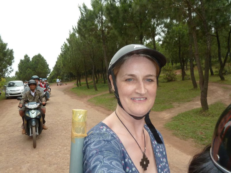 Self portrait whilst balancing on the back of a motorbike - tick!