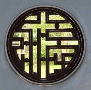 Window in shape of the long life symbol